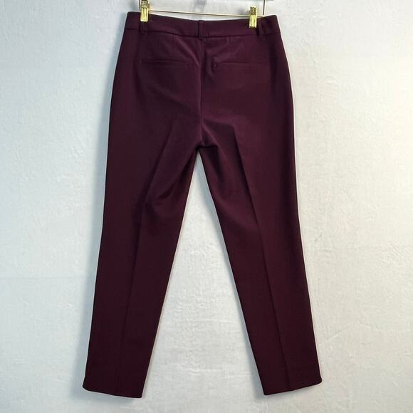White House Black Market The Slim Ankle Burgundy Red Stretch Chino Dress Pants 2 - Picture 3 of 13